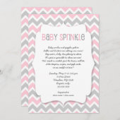 ピンクグレーベビー散水/女の子の赤ちゃんシャワー招待状 招待状 (正面/裏面)