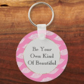 ピンクグレーホワイトダイヤモンドリップ キーホルダー (正面)