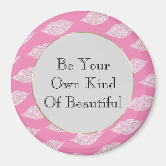 ピンクグレーホワイトダイヤモンドリップ マグネット (正面)