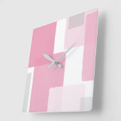 ピンクグレーホワイトミニマモダンリスト スクエア壁時計 (傾斜)