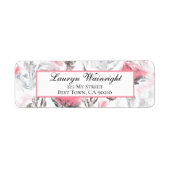 ピンクグレーホワイト抽象芸術パーソナライズされたフローラ ラベル (正面)