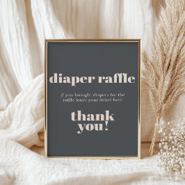 ピンクグレーボホタイポグラフィベビーシャワーオムツ ポスター