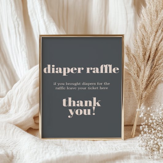 ピンクグレーボホタイポグラフィベビーシャワーオムツ ポスター