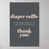 ピンクグレーボホタイポグラフィベビーシャワーオムツ ポスター (正面)