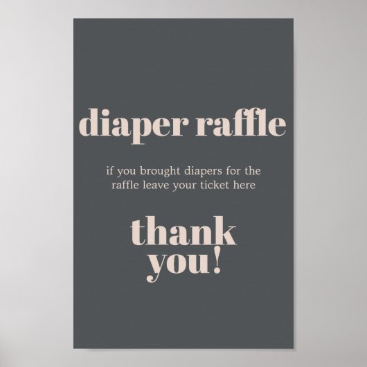 ピンクグレーボホタイポグラフィベビーシャワーオムツ ポスター (正面)