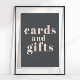 ピンクグレーボホタイポグラフィベビーシャワーカードギフト ポスター