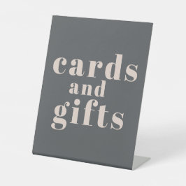 ピンクグレーボホタイポグラフィベビーシャワーカードギフト 台座サイン