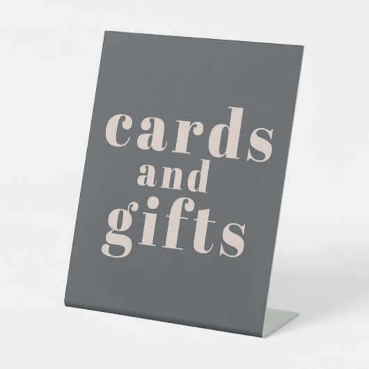 ピンクグレーボホタイポグラフィベビーシャワーカードギフト 台座サイン (正面)