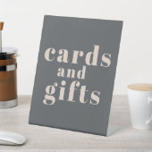 ピンクグレーボホタイポグラフィベビーシャワーカードギフト 台座サイン (インサイチュ)