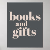 ピンクグレーボホタイポグラフィベビーシャワーブックスギフト ポスター (正面)