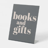 ピンクグレーボホタイポグラフィベビーシャワーブックスギフト 台座サイン (正面)