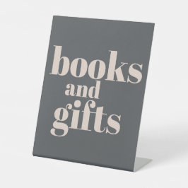 ピンクグレーボホタイポグラフィベビーシャワーブックスギフト 台座サイン