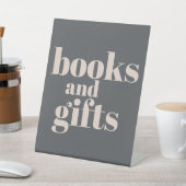 ピンクグレーボホタイポグラフィベビーシャワーブックスギフト 台座サイン (インサイチュ)