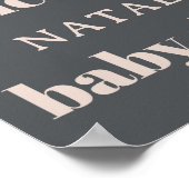 ピンクグレーボホタイポグラフィベビーシャワーポスターサイン ポスター (角)