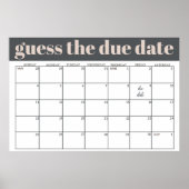 ピンクグレーボホタイポグラフィベビーシャワー推定日 ポスター (正面)