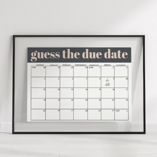 ピンクグレーボホタイポグラフィベビーシャワー推定日 ポスター