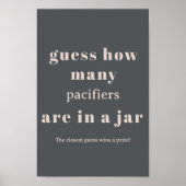 ピンクグレーボホタイポグラフィベビーシャワー推測ゲーム ポスター (正面)