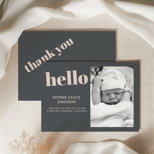 ピンクグレーボホタイポグラフィベビーシャワー発表 招待状