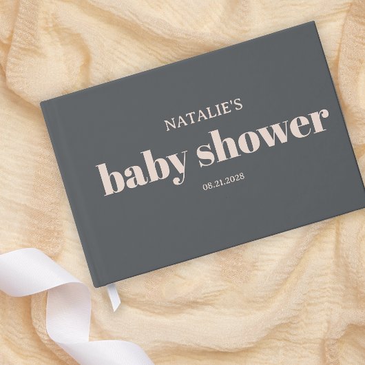 ピンクグレーボホタイポグラフィベビーシャワー ゲストブック