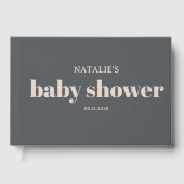 ピンクグレーボホタイポグラフィベビーシャワー ゲストブック (正面)