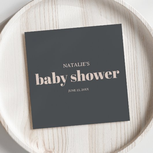 ピンクグレーボホタイポグラフィベビーシャワー スタンダードカクテルナプキン