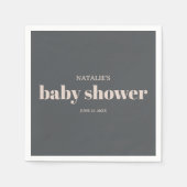 ピンクグレーボホタイポグラフィベビーシャワー スタンダードカクテルナプキン (正面)