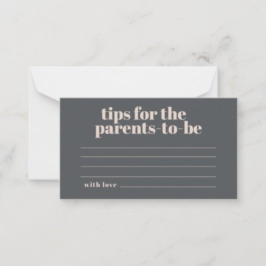 ピンクグレーボホタイポグラフィベビー子育てのヒント注 ノートカード (正面)