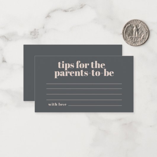 ピンクグレーボホタイポグラフィベビー子育てのヒント注 ノートカード (正面/裏面インサイチュ)