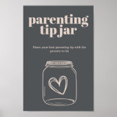 ピンクグレーボホタイポグラフィベビー子育てチップジャー ポスター (正面)