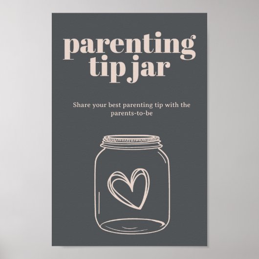 ピンクグレーボホタイポグラフィベビー子育てチップジャー ポスター (正面)