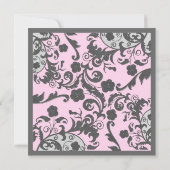 ピンクグレーメタリックフローラ誕生パーティー 招待状 (裏面)