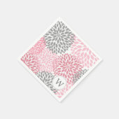 ピンクグレーモノグラムダリアスディナーナプキンズ スタンダードカクテルナプキン (角)
