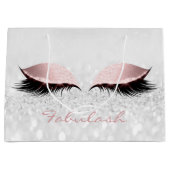 ピンクグレーラッシュ赤面メイクアップグリッター名モノグラム ラージペーパーバッグ (正面)