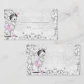 ピンクグレーヴィンテージプリンセスベビーシャワー座席表 プレイスカード (正面/裏面)