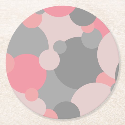 ピンクグレー分子紙コースター ラウンドペーパーコースター (正面)