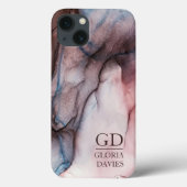 ピンクグレー大理石抽象芸術モノグラムパーソナライズされた Case-Mate iPhoneケース (裏面)