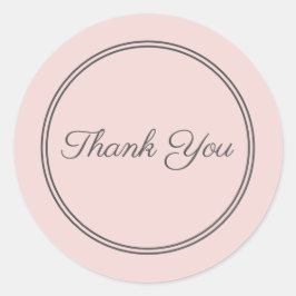 ピンクグレー封筒シールThank You筆記体テキスト ラウンドシール