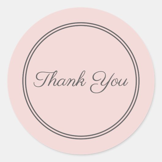 ピンクグレー封筒用シールサンキュースクリプト文字 ラウンドシール (正面)