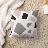 ピンクグレー白黒抽象芸術幾何学的 クッション (ブランケット)