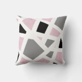ピンクグレー白黒抽象芸術幾何学的 クッション (裏面)