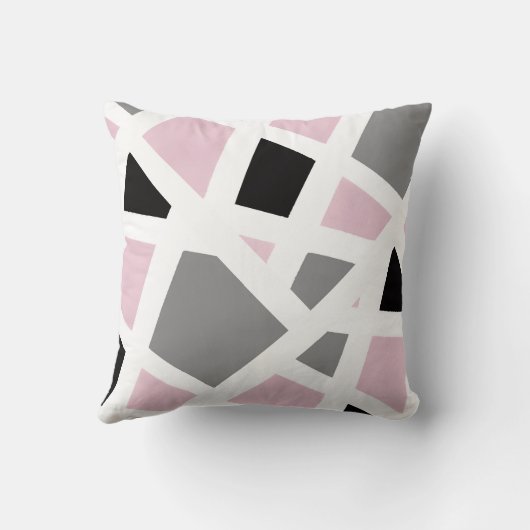 ピンクグレー白黒抽象芸術幾何学的 クッション (裏面)