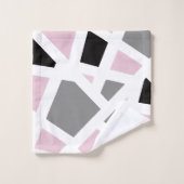 ピンクグレー白黒抽象芸術幾何学的 バスタオルセット (ウォッシュタオル)