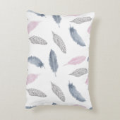 ピンクグレー羽毛クッション アクセントクッション (裏面(縦))
