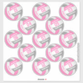 ピンクグレー13カスタム選手がバレーボールに名を付ける シール (シート)
