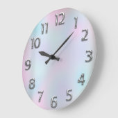 ピンクグレー。アラビア数字Mmoddernnブルーホログラフ ラージ壁時計 (傾斜)