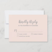 ピンクグレー スノーフレーク 冬の結婚式 RSVPカード (裏面)