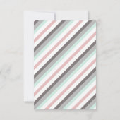 ピンクグレー&ミントエレファントベビーガールフォト誕生An 案内状 (裏面)