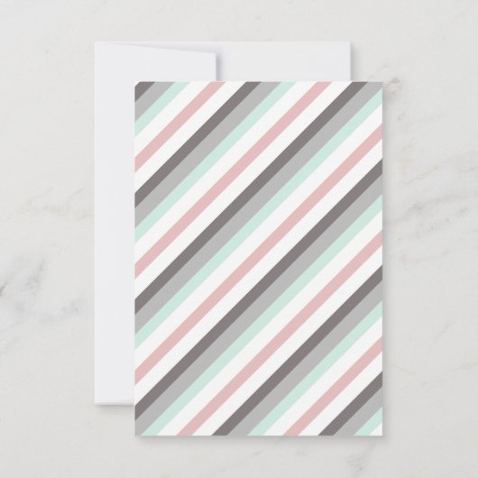 ピンクグレー&ミントエレファントベビーガールフォト誕生An 案内状 (裏面)