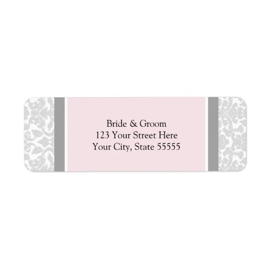 ピンクグレ結婚ーのカスタム差出人住所ラベル ラベル (正面)