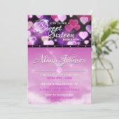 ピンクグローハートスイーツ16誕生日招待状 招待状 (スタンド正面)